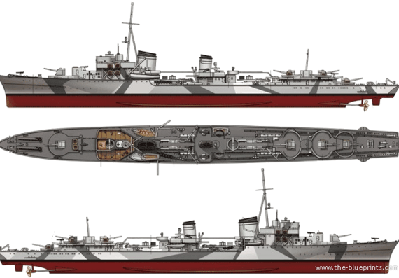 Корабль DKM Z-30 [Zerstorer] (1942) - чертежи, габариты, рисунки